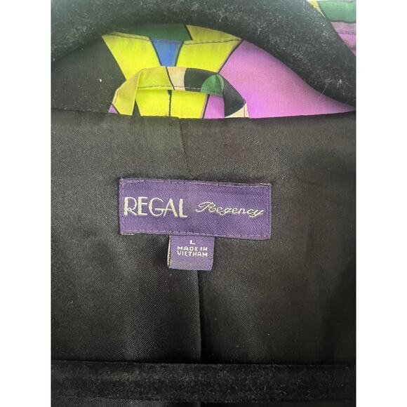 Regal Regency Blazer Women L Multicolor Psychedelic Print Mod 60s Style - Picture 3 of 6